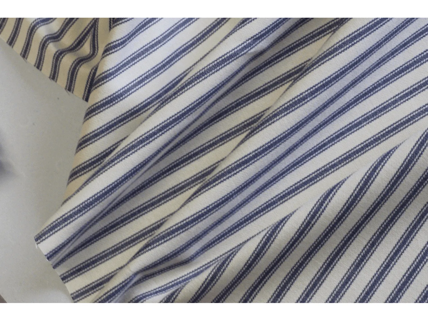 Vintage  Style Ticking Stripe, Twill Cotton Lining Fabric - Blue Stripes, Traditional Fabric for Dress, Shirt, Crafts and Lining