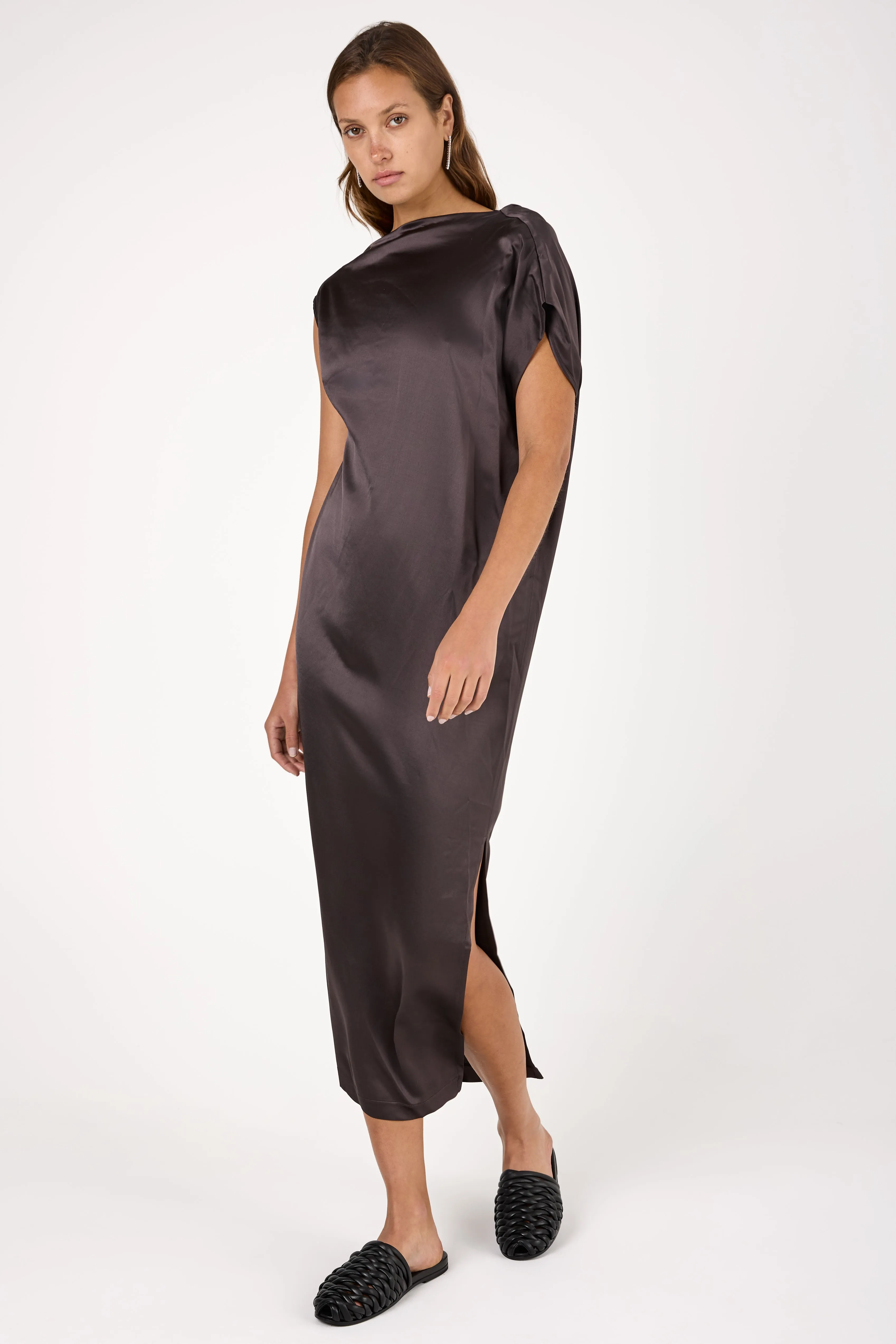 Viscose Midi Dress in Prugna