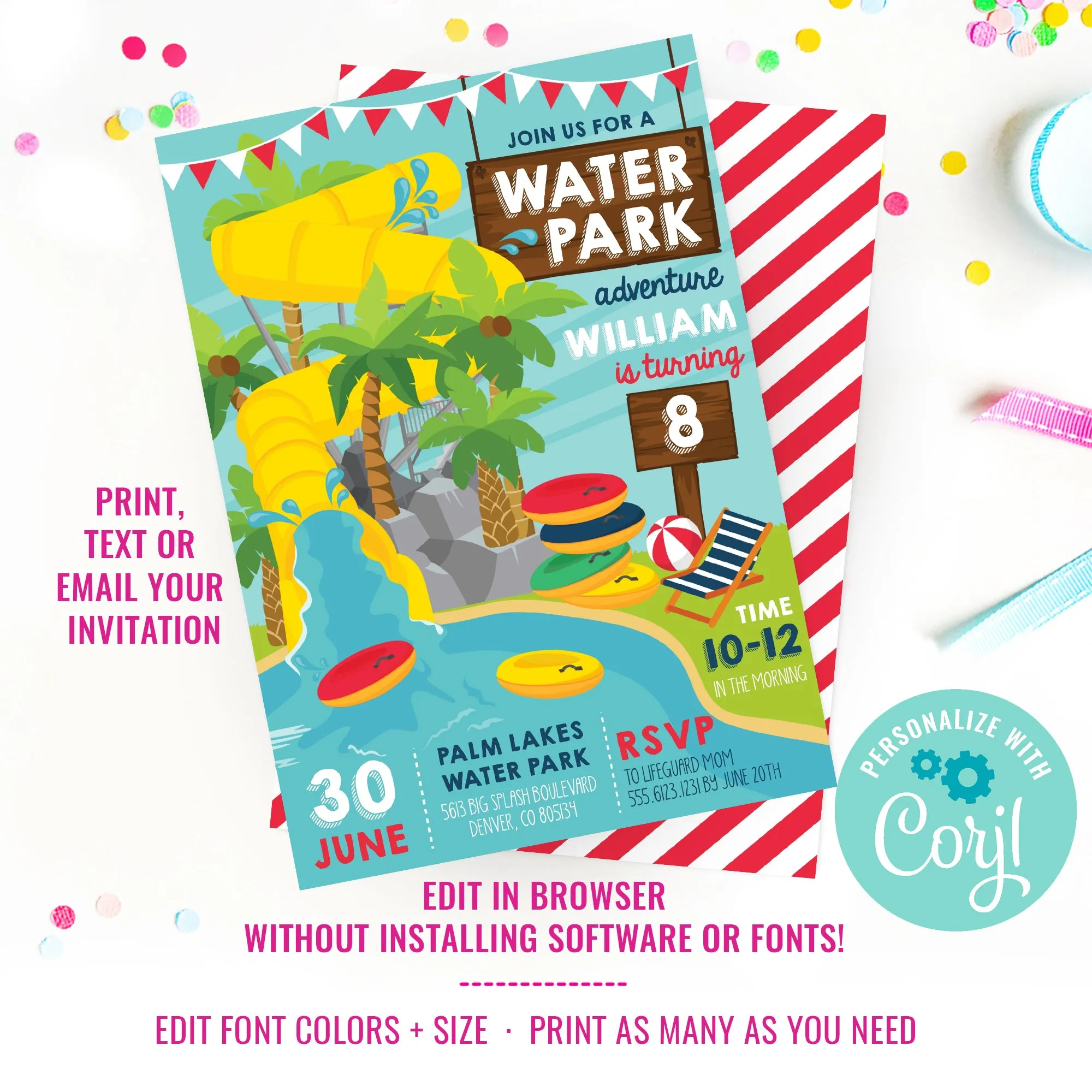 Waterpark Party Invitation | Pool Party Fun