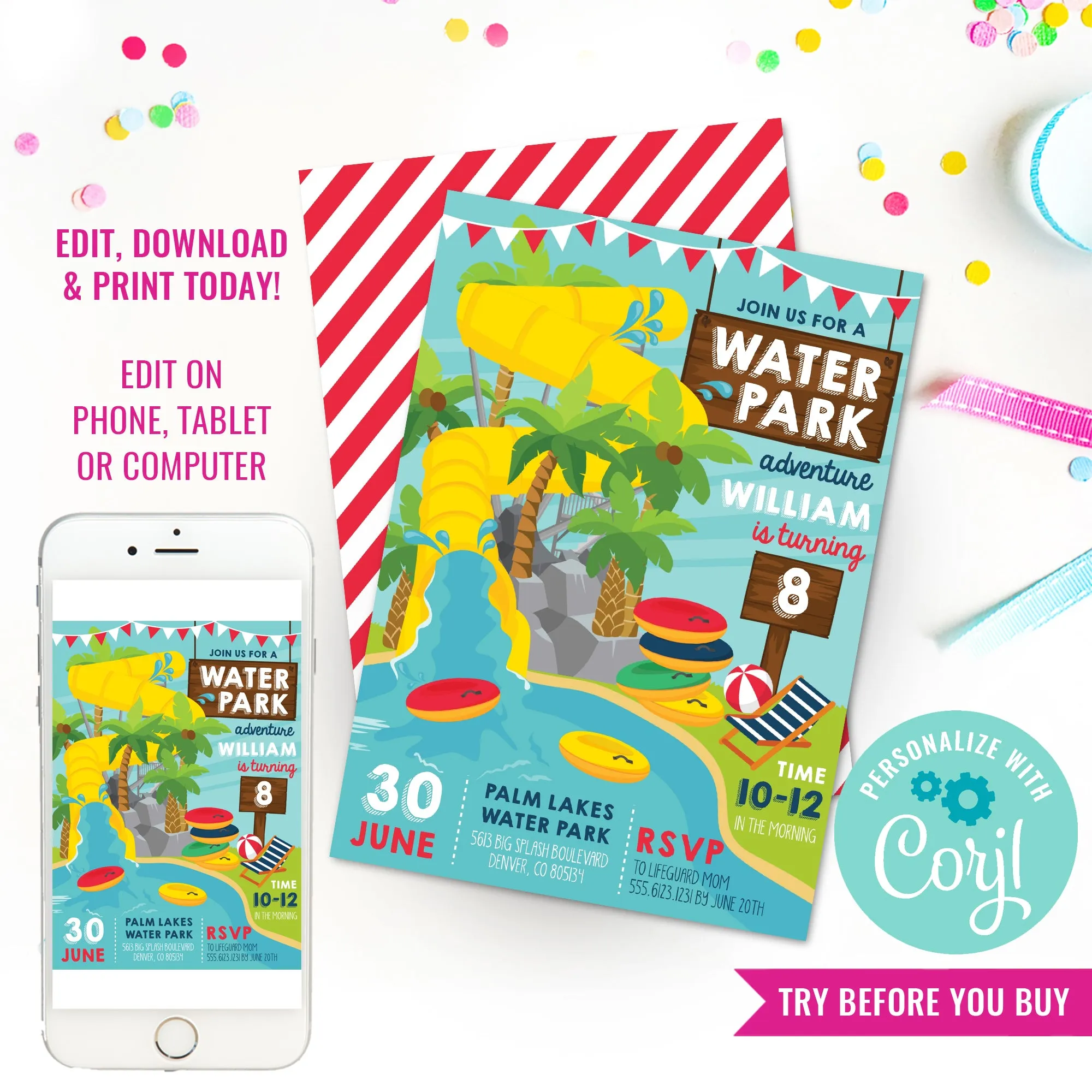 Waterpark Party Invitation | Pool Party Fun