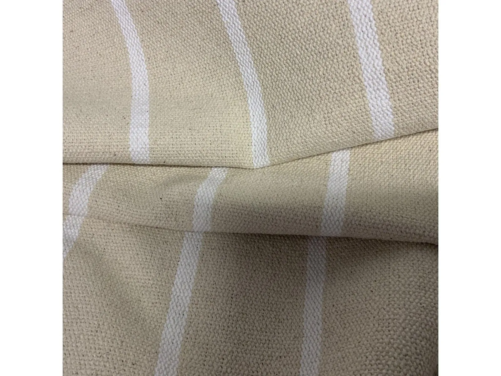 WHITE STRIPE - Heavy Hopsack Furnishing / Upholstery Fabric - Rugged Thick Material