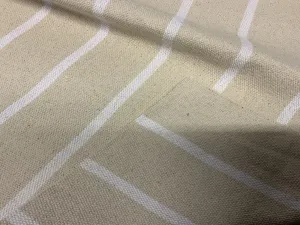 WHITE STRIPE - Heavy Hopsack Furnishing / Upholstery Fabric - Rugged Thick Material