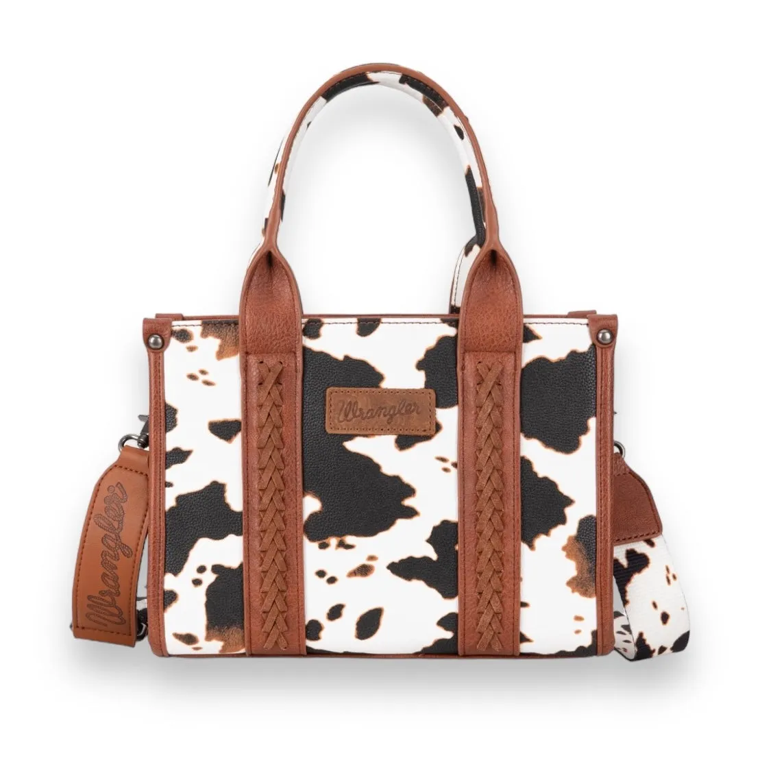 Wrangler Cow Print Concealed Carry Tote/Crossbody - Brown