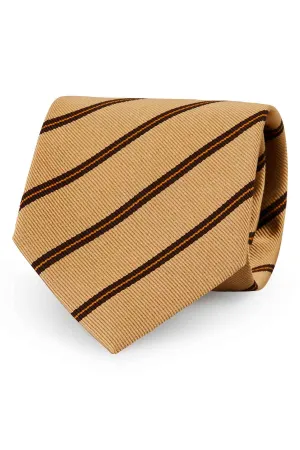 Yellow striped jacquard regimental hand made tie